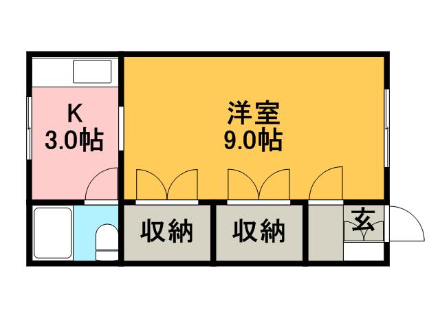 チェリステイネ(1K/2階)の間取り写真