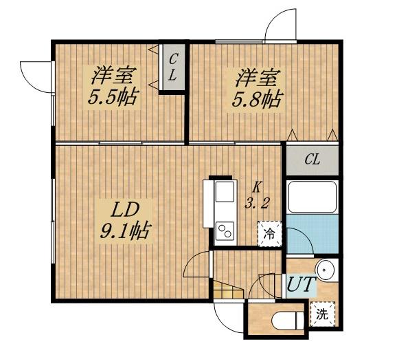 はまなす(2LDK/1階)の間取り写真