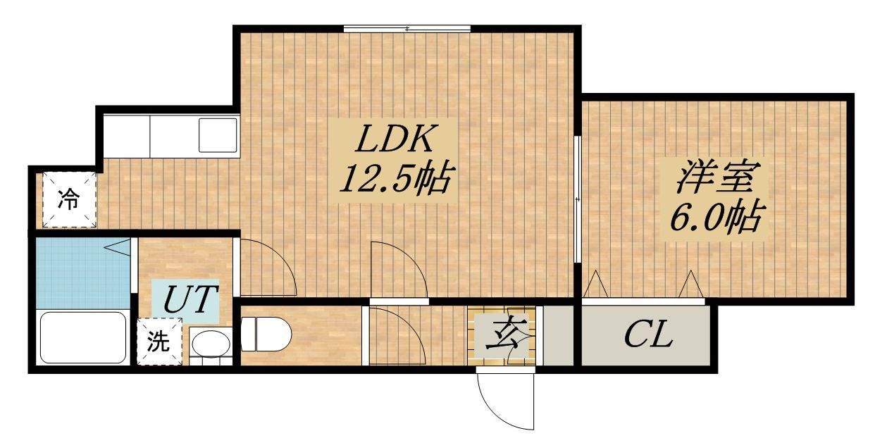 サンテラス星置Ⅸ(1LDK/1階)の間取り写真