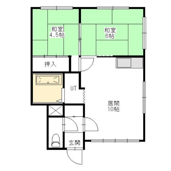 グリーンハウス(2LDK/1階)の間取り写真