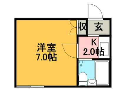 ピアコート前田(1K/2階)の間取り写真