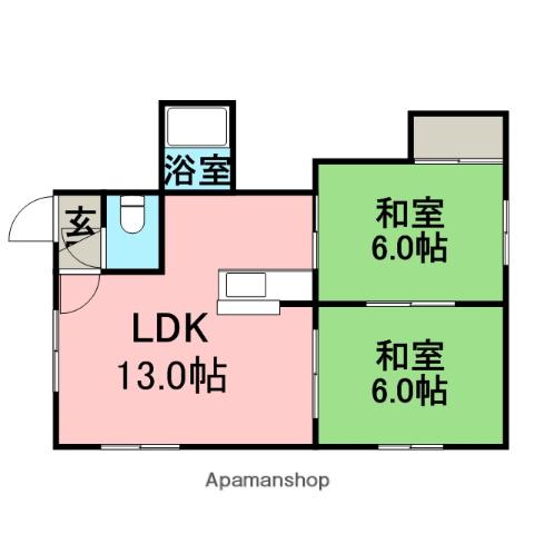 キャピタル花川Ⅲ(2LDK/2階)の間取り写真