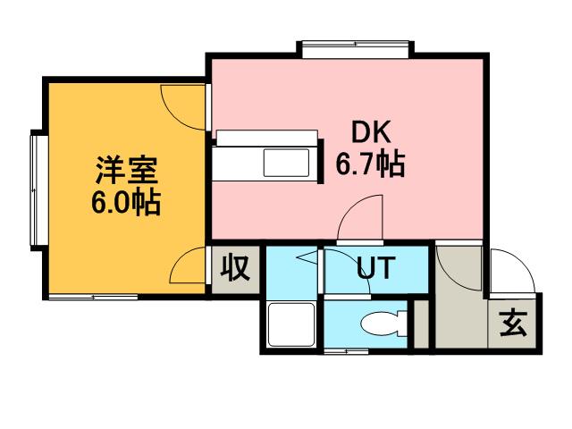 ラ・メゾン(1DK/2階)の間取り写真