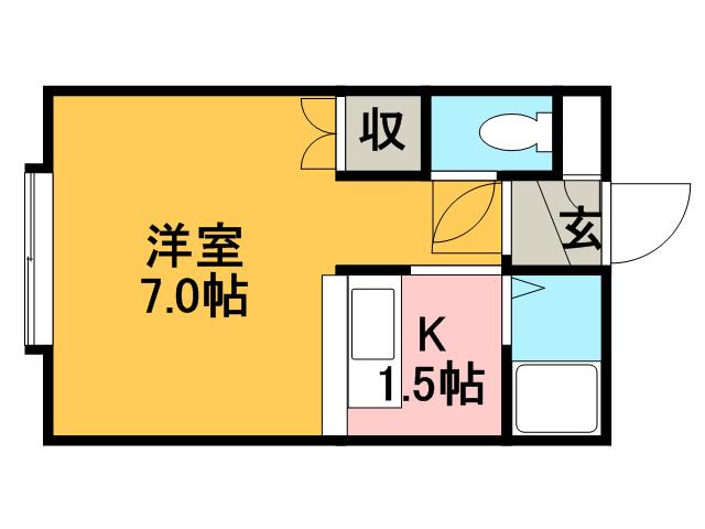 トリプルエー(1K/2階)の間取り写真