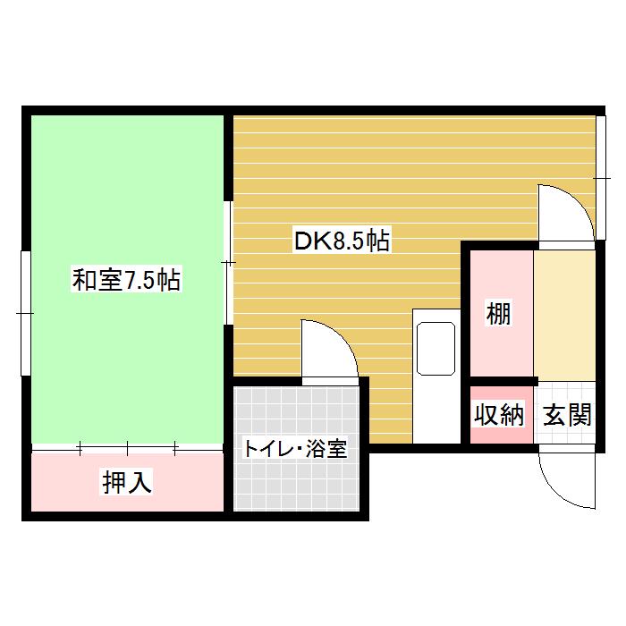 コーポ富士美(1DK/2階)の間取り写真