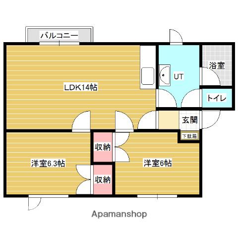 セカンドイースト18(2LDK/2階)の間取り写真