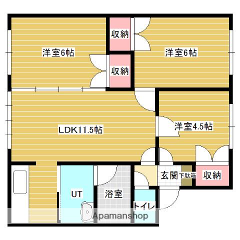 グローバルセブン(3LDK/3階)の間取り写真