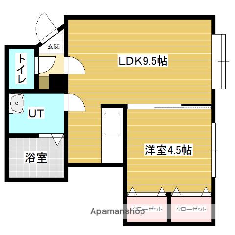 MS岩見沢(1LDK/2階)の間取り写真