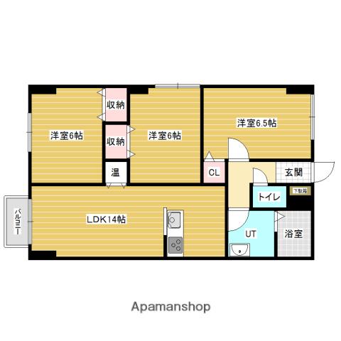 キャッスル1条(3LDK/2階)の間取り写真