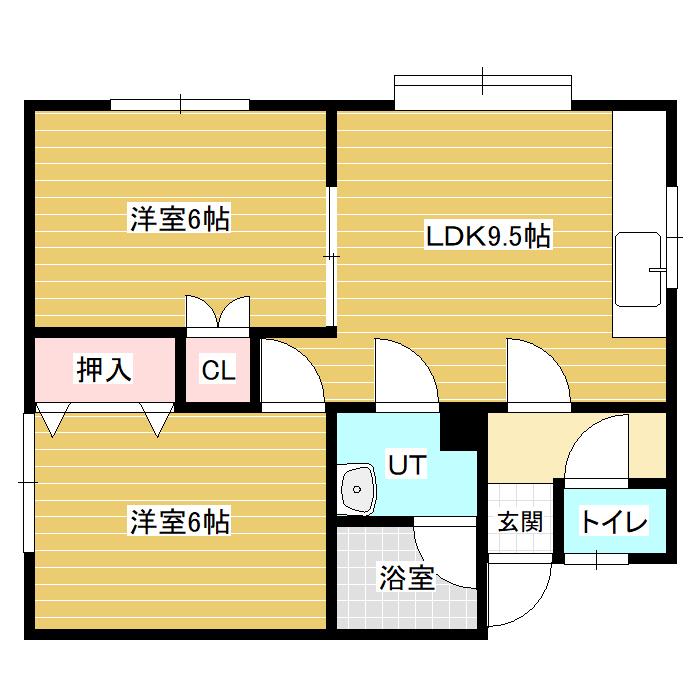 イーストIN117(2DK/1階)の間取り写真