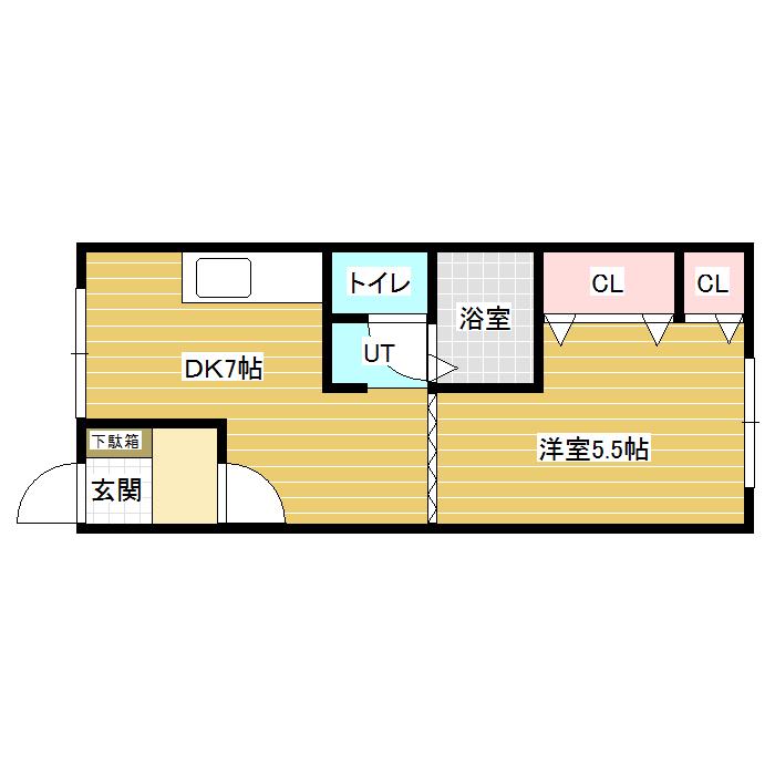 ガルテンラウベ(1DK/2階)の間取り写真