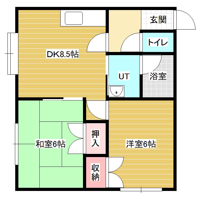 サンフロンティア(2DK/1階)の間取り写真