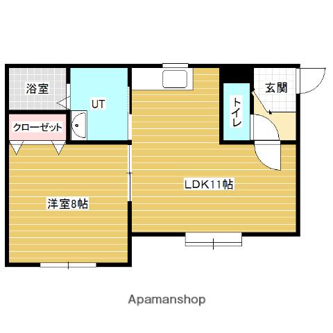 ハスコート岩見沢Ⅱ(1LDK/2階)の間取り写真