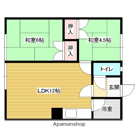 新堂マンション(2LDK/2階)の間取り写真