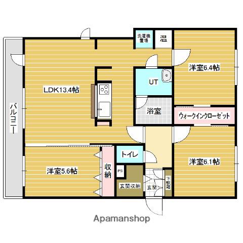 スクエアフロントウエストコート(3SLDK/2階)の間取り写真