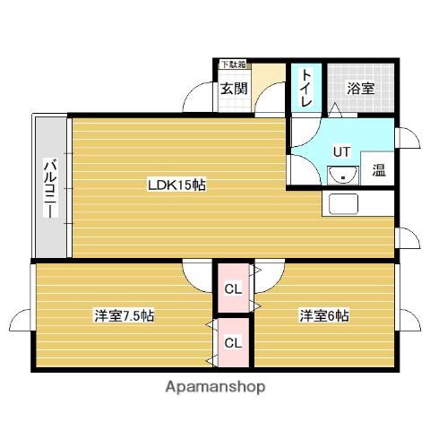 ウインディ(2LDK/3階)の間取り写真