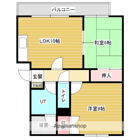 グランドール桂(2LDK/3階)の間取り写真