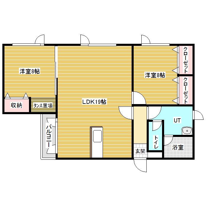 ルーベル東2条(2LDK/3階)の間取り写真