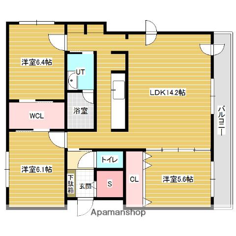 スクエアフロントイーストコート(3SLDK/3階)の間取り写真