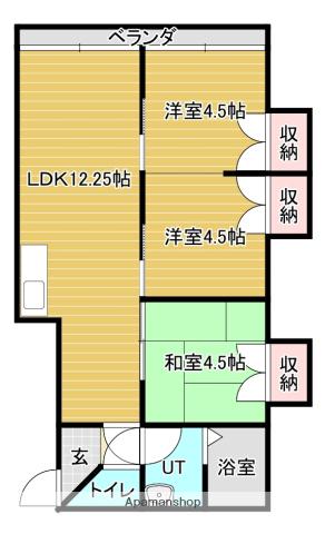 秀明シャレ(3LDK/3階)の間取り写真
