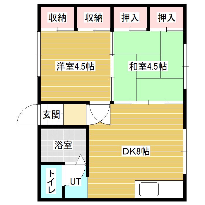 WHITE HOUSE(2DK/2階)の間取り写真