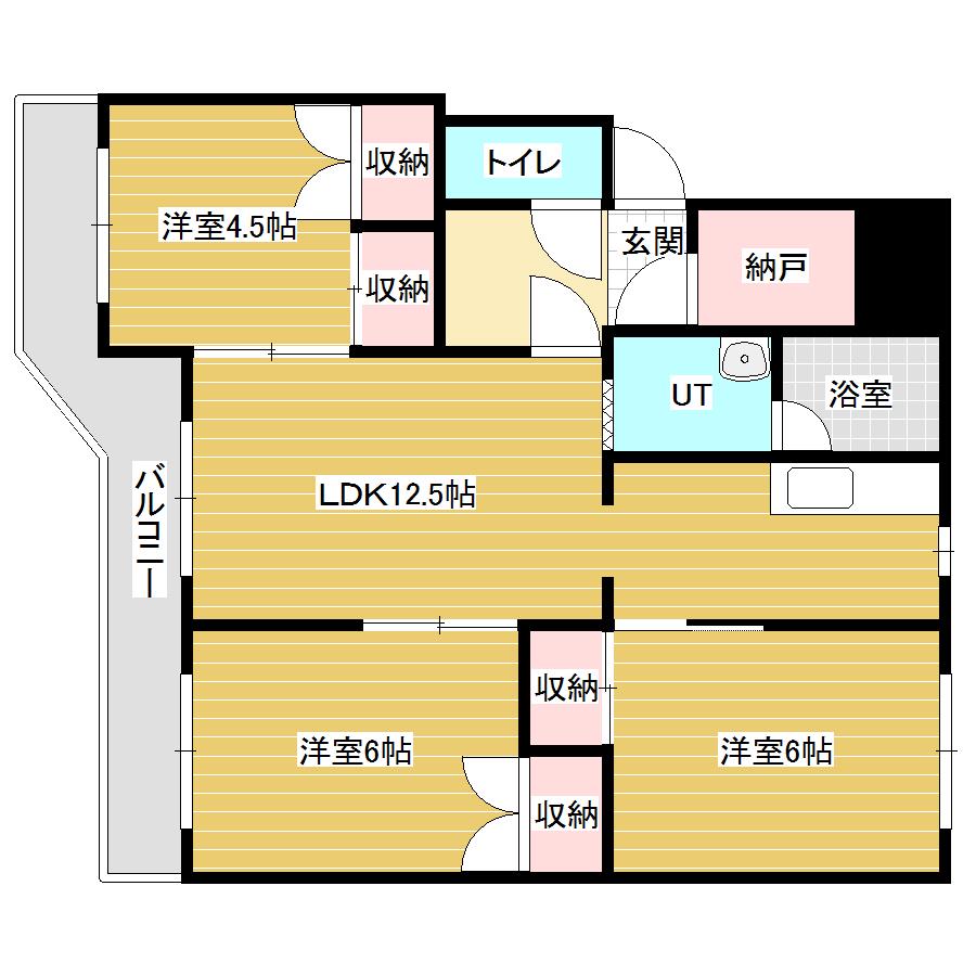 ファミリーガーデン岩見沢(3LDK/3階)の間取り写真