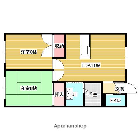 コーポロックヒルズ(2LDK/2階)の間取り写真
