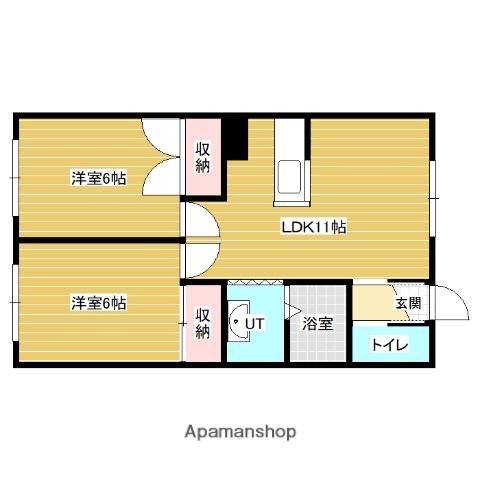 コーポロックヒルズ(2LDK/2階)の間取り写真