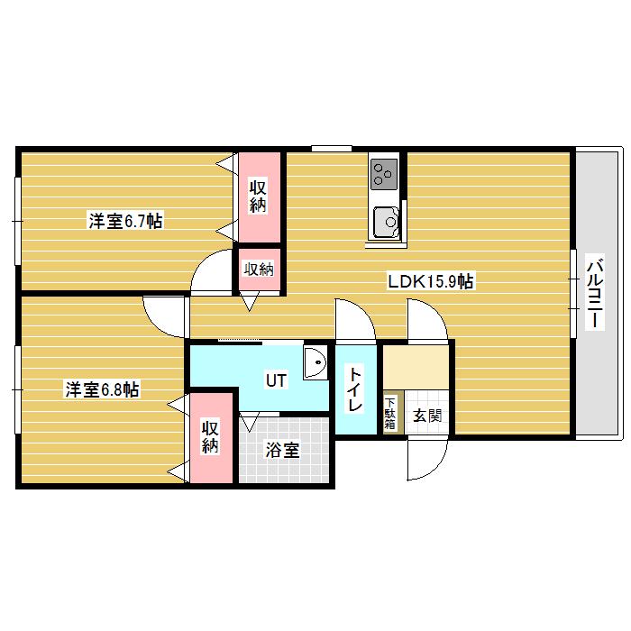 ビバーチェ(2LDK/3階)の間取り写真