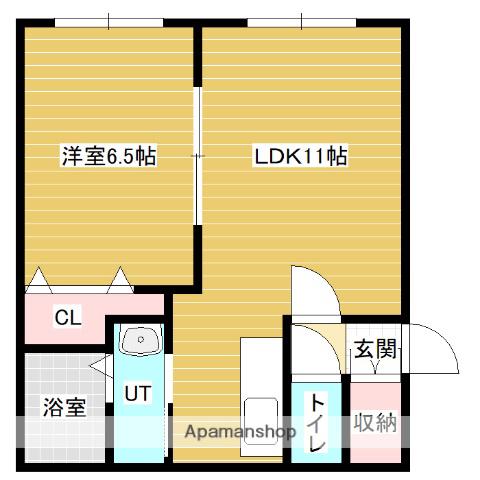 ルーバンアイ岩見沢壱番館(1LDK/1階)の間取り写真