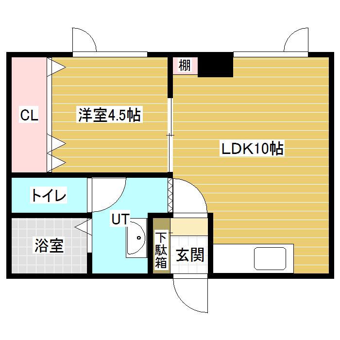 GRAND SCHI HEIL(1LDK/4階)の間取り写真