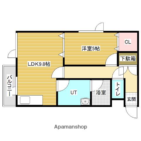 TOUCH02(1LDK/3階)の間取り写真