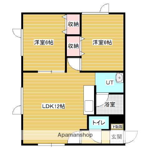 明日檜第3コーポ(2LDK/2階)の間取り写真