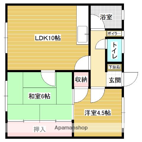 東山マンション(2LDK/1階)の間取り写真