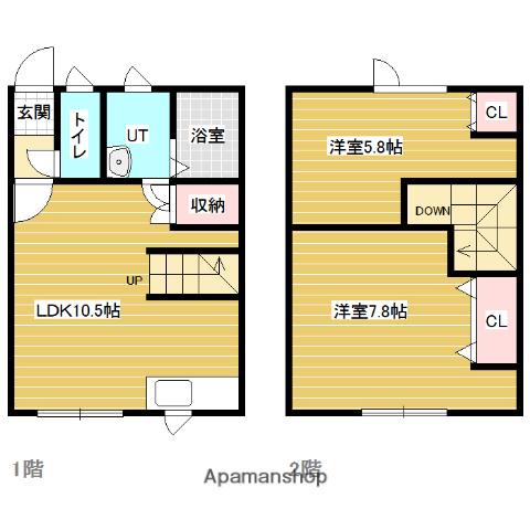 ラポール緑ヶ丘(2LDK/1階)の間取り写真