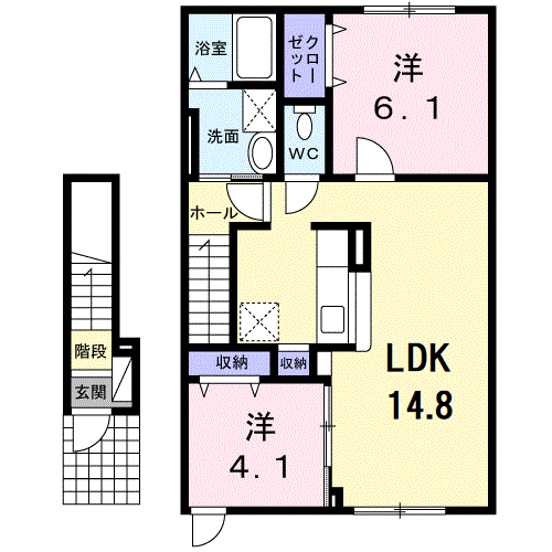 カモミールB(2LDK/2階)の間取り写真