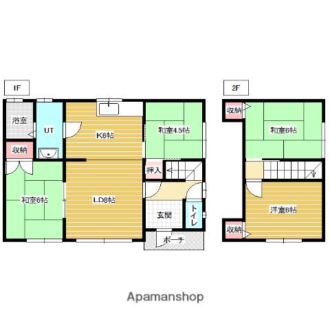 北海道岩見沢市 2階建 築47年(4LDK)の間取り写真