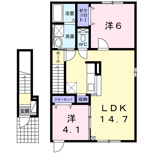 リバティ パー オン(2LDK/2階)の間取り写真