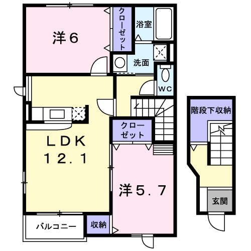 KMー62(2LDK/2階)の間取り写真