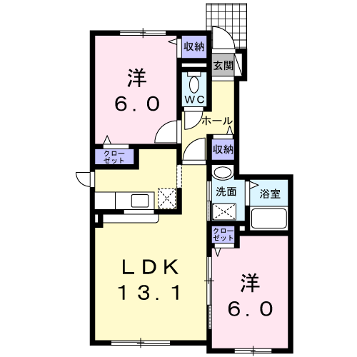 フランメゾン(2LDK/1階)の間取り写真