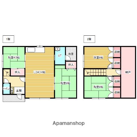 函館本線 幌向駅 徒歩14分 2階建 築48年(4SLDK)の間取り写真