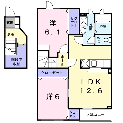ジュエリーグラン(2LDK/2階)の間取り写真