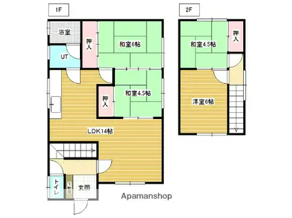 北海道岩見沢市 2階建 築52年(4LDK)の間取り写真