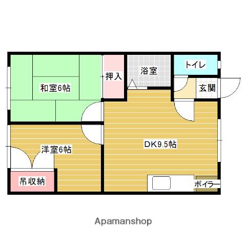 コーポ越田(2DK/1階)の間取り写真