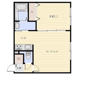 VIVIAN TWICE(1LDK/2階)の間取り写真