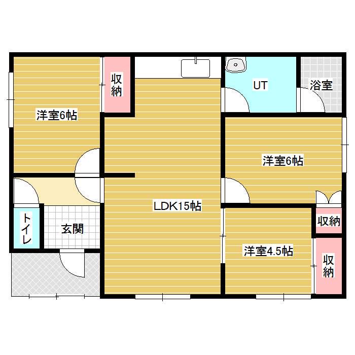 北海道岩見沢市 1階建 築43年(3LDK)の間取り写真