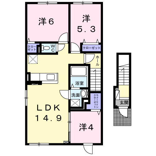 STAY GOLD Ⅱ(3LDK/2階)の間取り写真