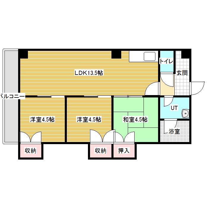 秀明シャレ(3LDK/3階)の間取り写真