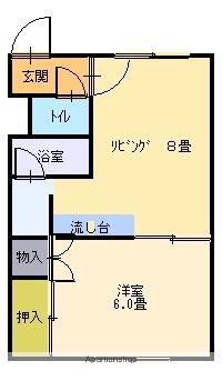 コーポエイト&エイト(1LDK/1階)の間取り写真