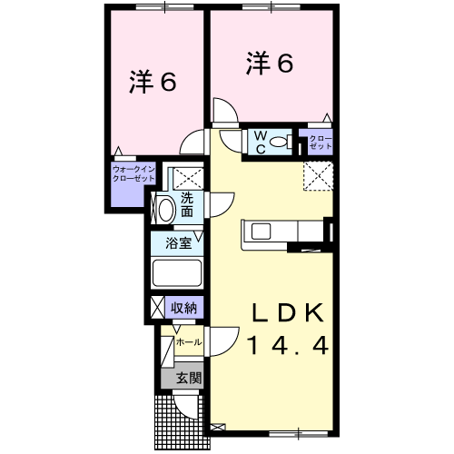 オーブメゾン(2LDK/1階)の間取り写真
